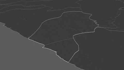 River Cess, Liberia. Bilevel elevation map with surface waters Stock Illustration