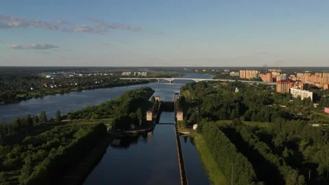 River channel with a gateway 動画素材 134696221