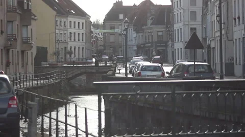 River, channel, sun, bridge Stock Footage 46258479