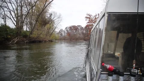 River Charter Boat in the Fall Stock Footage 233652762