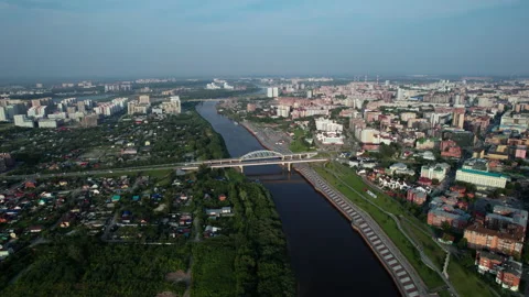 River, city and bridge Stock Footage 219834628