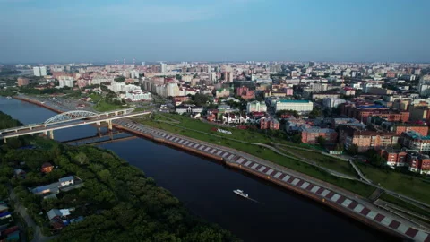River, city and bridge Stock Footage 219850634