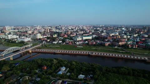 River, city and bridge Stock Footage 219862873