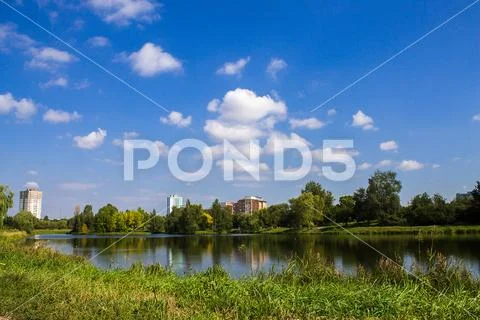 The river in the city of Minsk Stock Photos