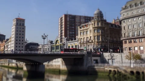 River on the city timelapse Stock Footage 94546199