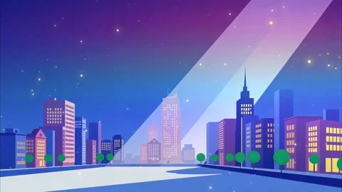 River Cityscape view in sky lights Stock Footage 303814260
