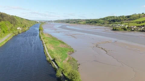 River Clanrye low tide mudflat Northen Ireland Stock Footage 342301762