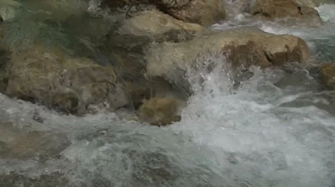 River clean water, waterfall mountain river, slow motion Video stock 37231533