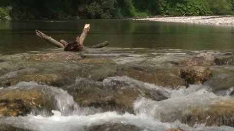 River clean water, waterfall mountain river, slow motion Video stock 37231680