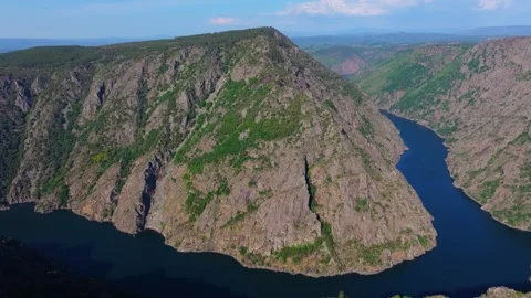 River Cliffs Of Sil Canyon (Cañón do Sil) From Vilouxe Stock-Footage 336365896