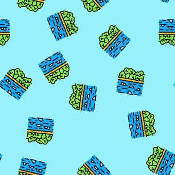 River clogged plastic bottles vector seamless pattern Stock Illustration