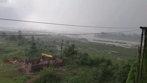 River, cloud and rain from  top angle view Stock Footage 221147104