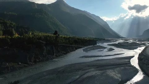 River, clouds and the sun. View during mustang trip. Stock Footage 288596825