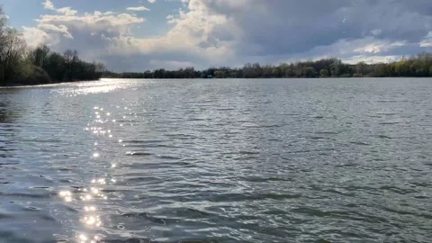 River with clouds during a sunny day Stock Footage 153042106