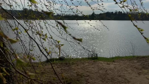 River with clouds during a sunny day Stock Footage 153989918