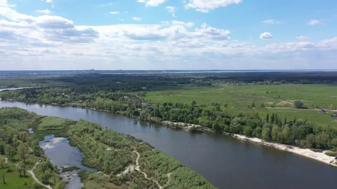 River, clouds, landscape and reflection Stock Footage