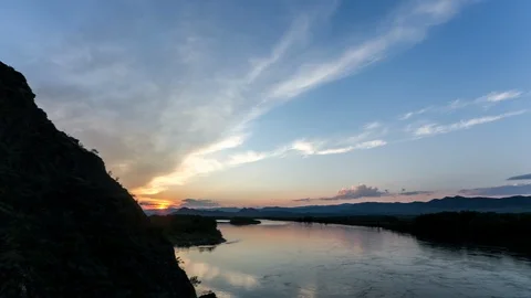 River, clouds, sunset Stock Footage 107500709