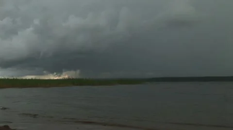 River, clouds, thunder Stock Footage 68945031