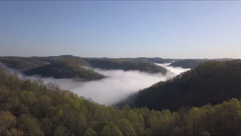 River of Clouds in Valley - Aerial 库存影片 129694886