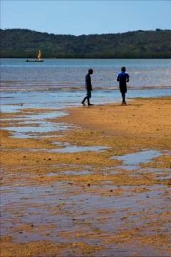 River  cloudy rain   child  branch Stock Photos