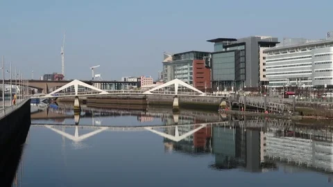 River Clyde, Glasgow city centre, Scotland Stock Footage 172431290