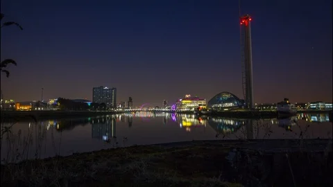 River Clyde at night - Glasgow Video stock 122423874