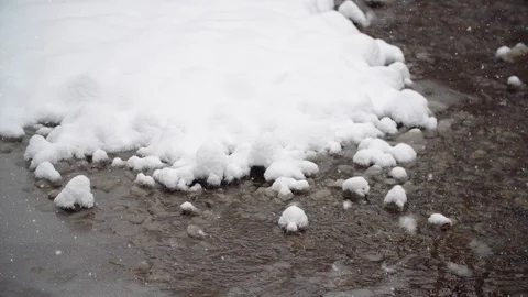 River Coast Covered with Snow Stock Footage 99926680