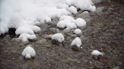 River Coast Covered with Snow Stock Footage 99926748