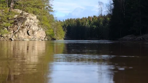 River coming towards in strong current, low angle shot Stock Footage 125202990