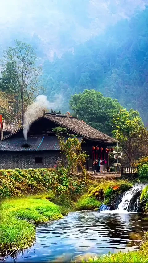 River in the countryside and at the edge of the forest Stock Footage 202299853