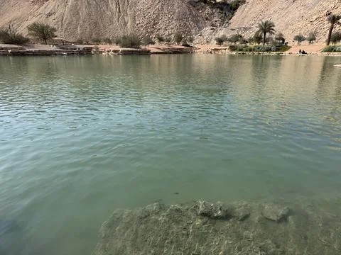 River course through rocks in a park in Riyadh, Saudi Arabia Stock Photos