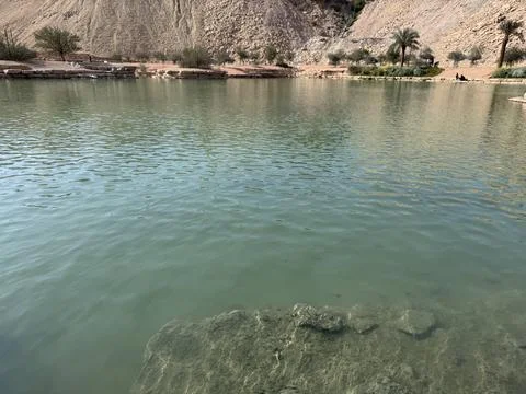River course through rocks in a park in Riyadh, Saudi Arabia Stock Photos
