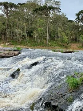 River course with waterfall Stock Photos