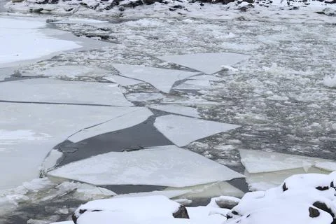 A river covered in ice Stock Photos