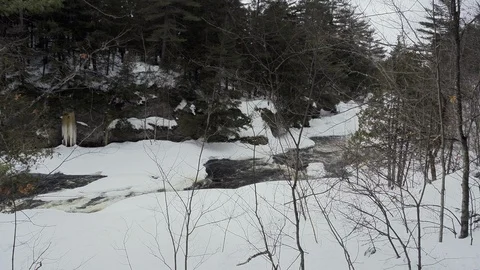 River covered by snow in a forest Stock Footage 109285054