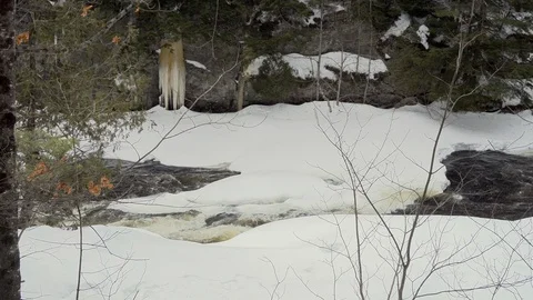 River covered by snow in a forest Stock Footage 109287478