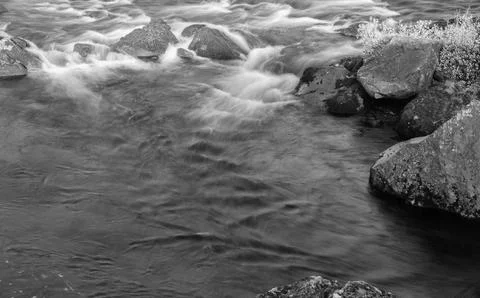 River creek cascade. River flow in nature. Natural stream of river rock. Water Foto stock