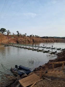 River crossing platforms Stock Photos