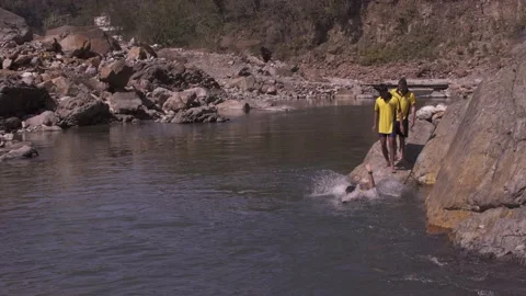 River crossing by professionals Stock Footage 133180534