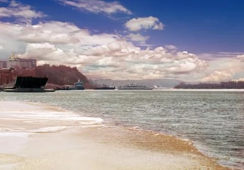 River crossing in spring Foto stock