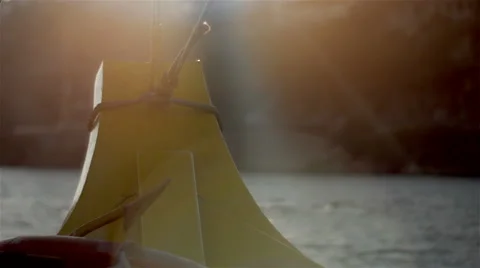 River Cruising along Douro. Bow of Rabelo boat. Stock Footage 62587323