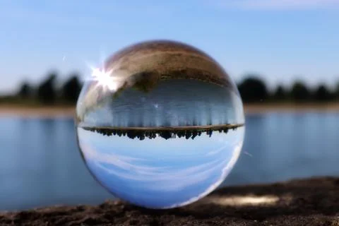 River in crystal ball Stock Photos