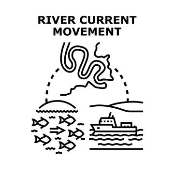 River current movement concept visualizing water flow Stock Illustration