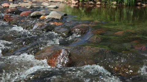 River Current Over Rocks – Close-up Stock-Footage 485691