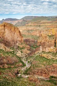 River Cutting Valleys into the Apache Trail Stock Photos