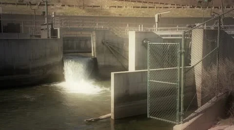 River Dam Diverting Water Stock Footage 10881735