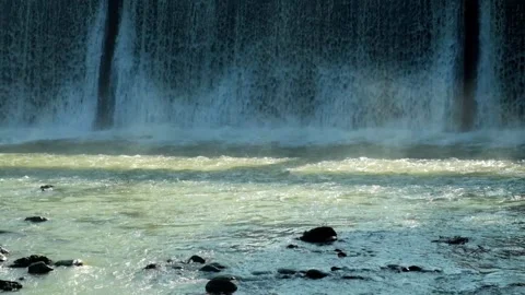 River dam with fast flowing water Stock Footage 320057165