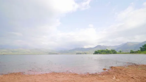 River in dam with mountaini sky cloud nature Video stock 146067664