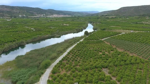 River dam in period of confinement spain valencia Stock Footage 130097409