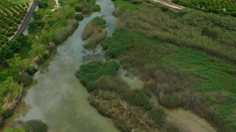 River dam in period of confinement spain valencia Stock Footage 130097462